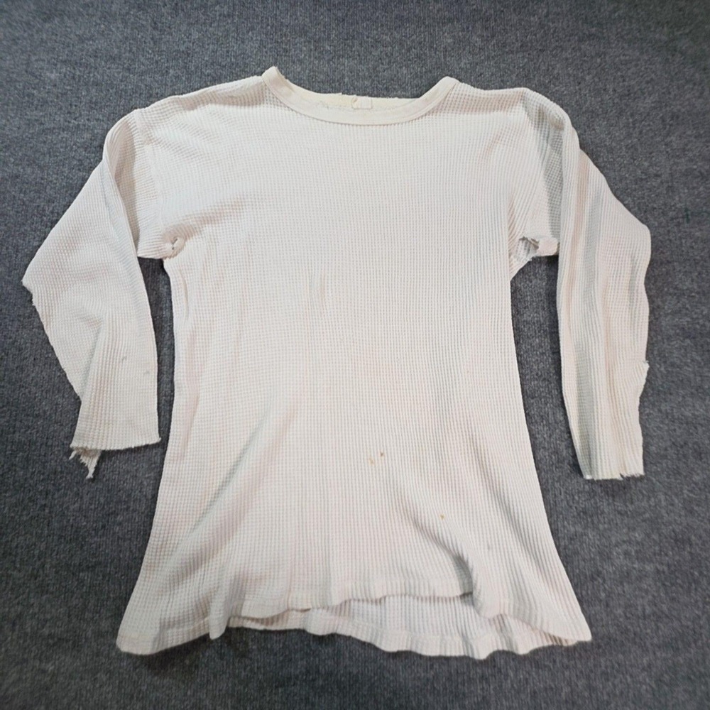Vintage J.J. Miller Long Johns Mens XL White Thermal Waffle Knit Undershirt
